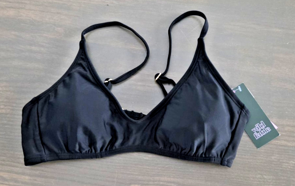 NWT. Women's Wild Fable Scoop Neck Bralette Bikini Top. Black. Medium